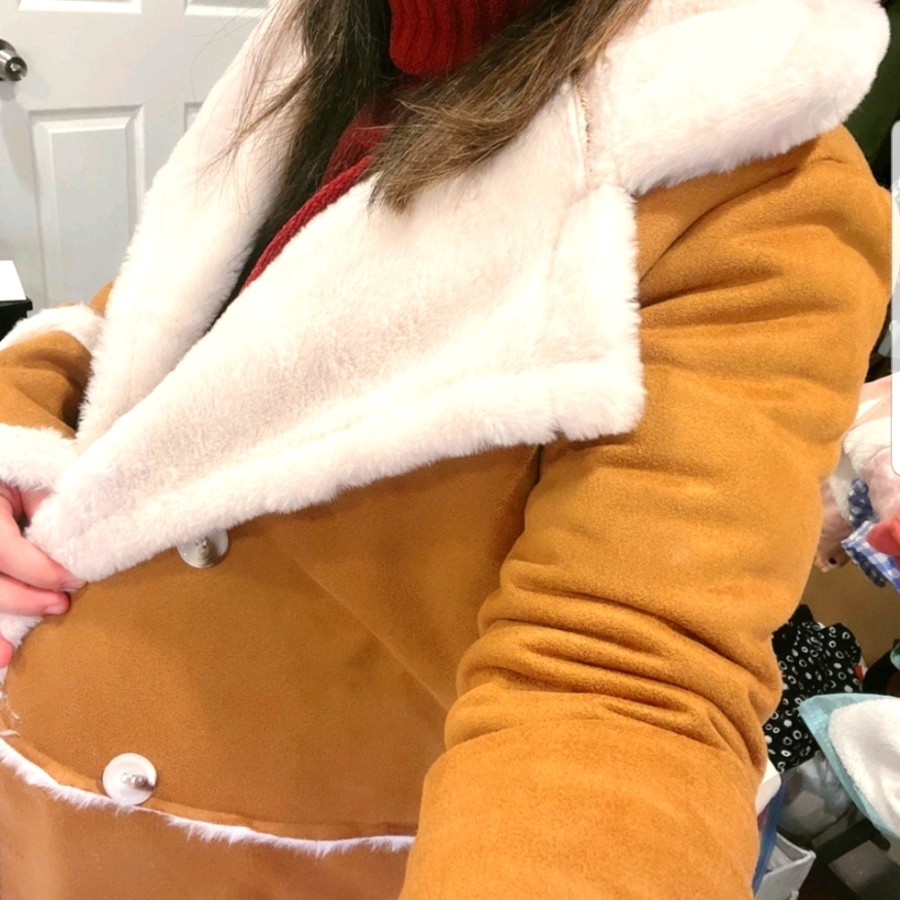 BOHO DOLLZ Faux Suede w/Faux Fur Double breasted p - Picture 8 of 8